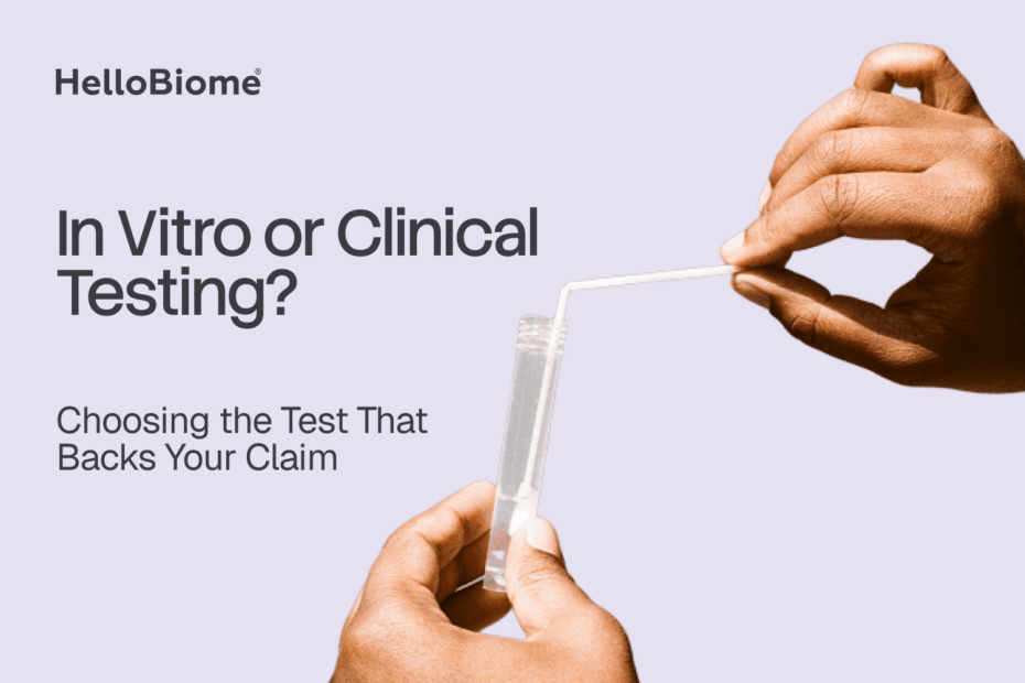 Laboratory sample testing illustration for an article comparing in vitro testing and clinical testing for cosmetic and skincare claims substantiation.